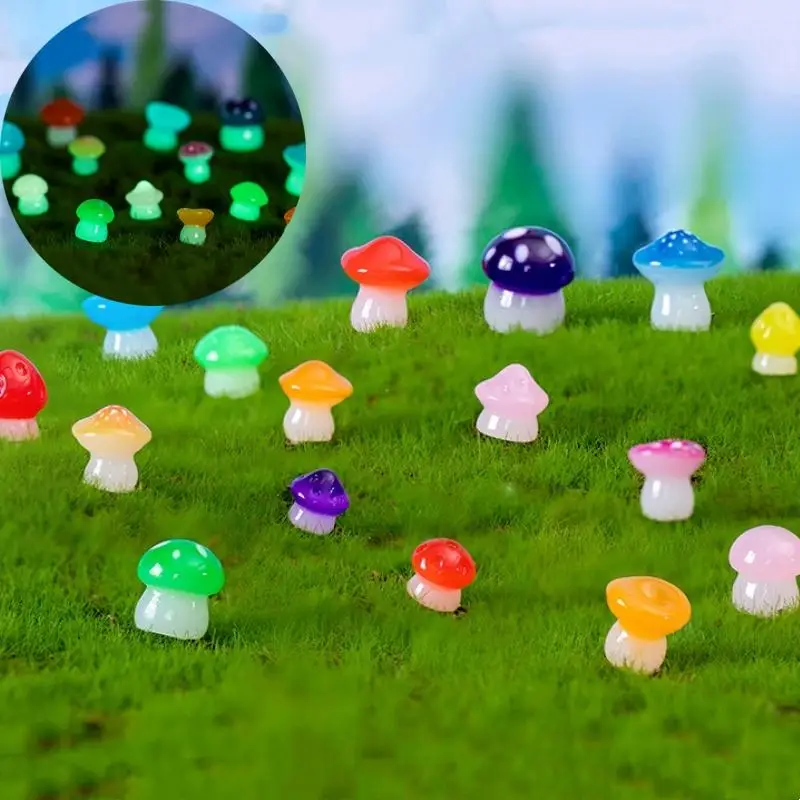 Random Color Mini Mushroom Ornaments, Cute Mushroom Shaped Resin Decorations, DIY Handmade Accessories For Vase & Fish Tank Decoration