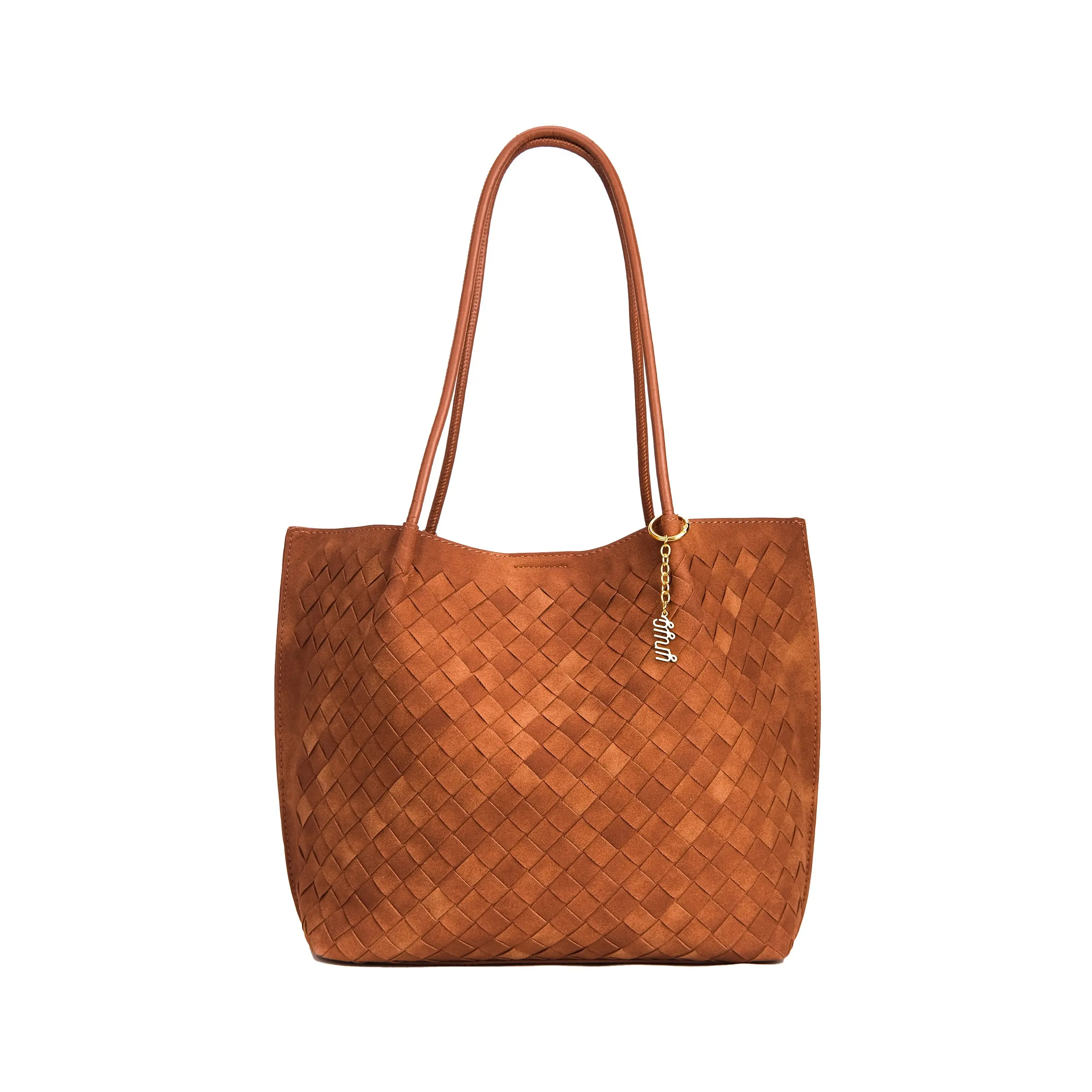 Estrella Urban Handwoven Tote – Suede Carryall Silhouette for Everyday Use + Minimal Urban Bag with Zipper Pouch by YNYG