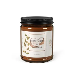 Coconut Cream & Cardamom Scented Candle (Amber Jar)