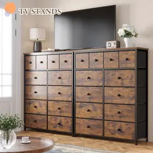 Raybee Furniture Tall Dresser with 12 Drawers, Steel Frame & Wood Top for Bedroom, Hallway Closets, Rustic Design, Assembly Required