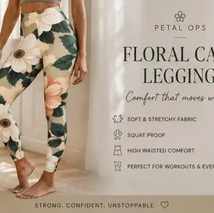 xt Petal Ops Cream Floral Camo Leggings | Beige Neutral Yoga Pants | Womens Soft Floral Athleisure DESCRIPTION