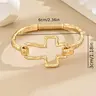 Women's Exquisite Cross Motif Charm Bracelet - Trendy Edge Bangle Wristband, Easy-to-Style Accessory for Women, Birthday Gift, Party-Casual Wear, Bangles Bracelets