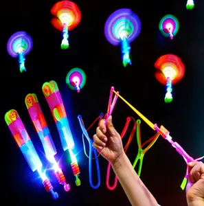 Amazing Light Arrow Rocket Helicopter Flying LED Light Party Fun Gift Rubber Band Catapult Multicolor Plastic Batteries Required for Birthday Stag Hen Graduation Themed Housewarming Festival Holiday Homecoming Single Party