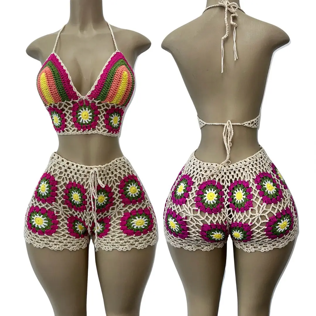 Women's Colorful Crochet Set - 2 Pieces - Womenswear - Overalls