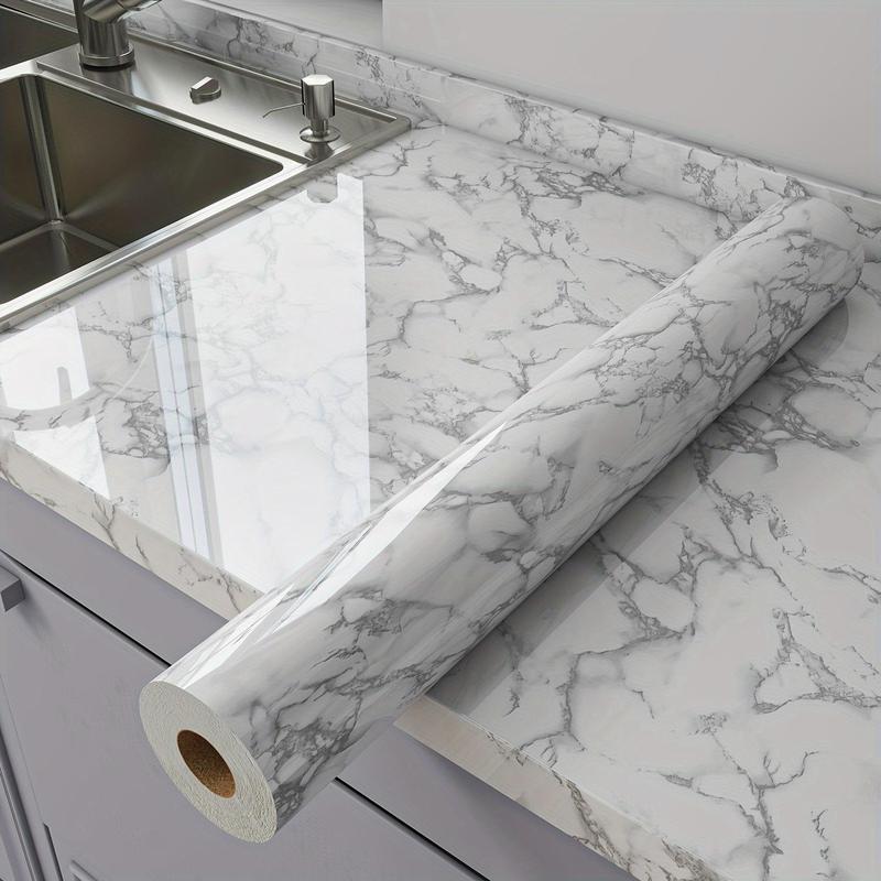 Premium Marble Pattern Waterproof Wall Sticker - Heat & Oil Resistant Self-Adhesive PET Film, Classic Style for Kitchen Countertops, Stove Backsplash, Tile Cabinet Repair - Easy Install Home Decor Upgrade