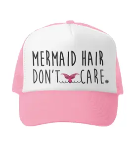 Grom Squad Mermaid Hair Don't Care Trucker Hat Pink/White