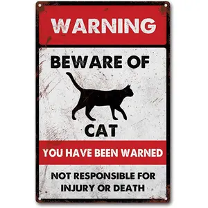 Tin Sign Beware of Cats Metal Tin Sign Wall Decor Man Cave Bar