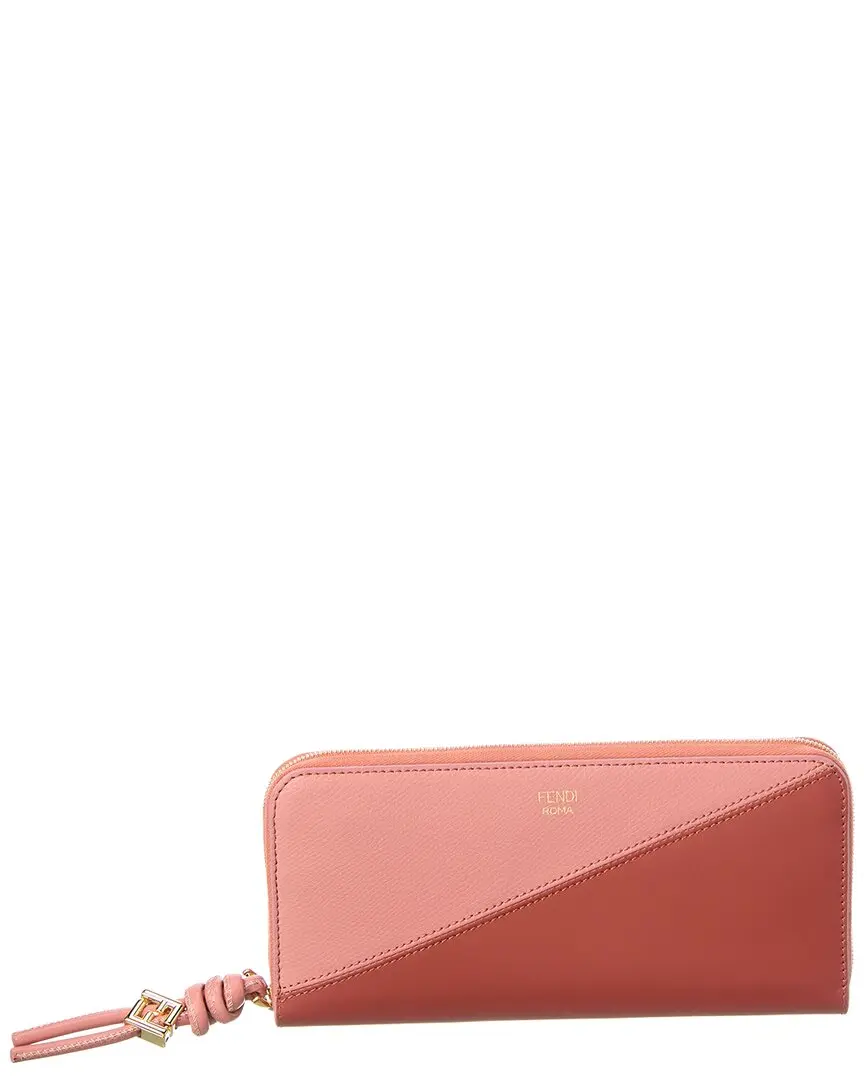 FENDI FF Diamonds Zipper Around Large Leather Wallet