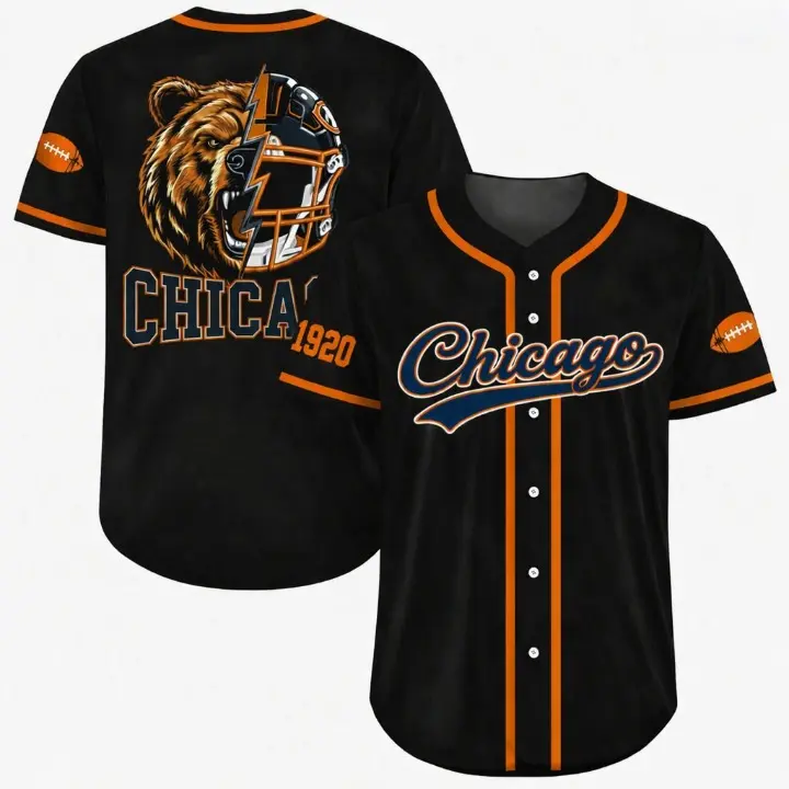 Oversized Chicago Baseball Jersey - Football Fan Graphic Tee - Casual Game Day Uniform