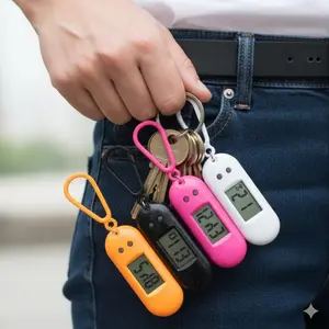 Oval Digital Keychain Clock, Portable Multifunctional Time Display Keyring for Fashion Kids, Learning Timer Accessory, Electronic Watch Pendant Time Management Tool