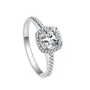 1ct Women 925 Sterling Silver Diamond Created Wedding Square Engagement Ring 6'' Great gift for her/Wife