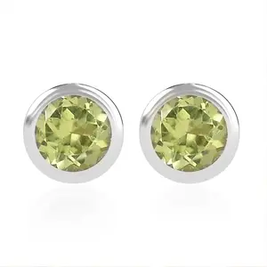 Shop LC D'Joy Poke Free Peridot 0.60 ctw Stud Earrings in Rhodium Over Sterling Silver