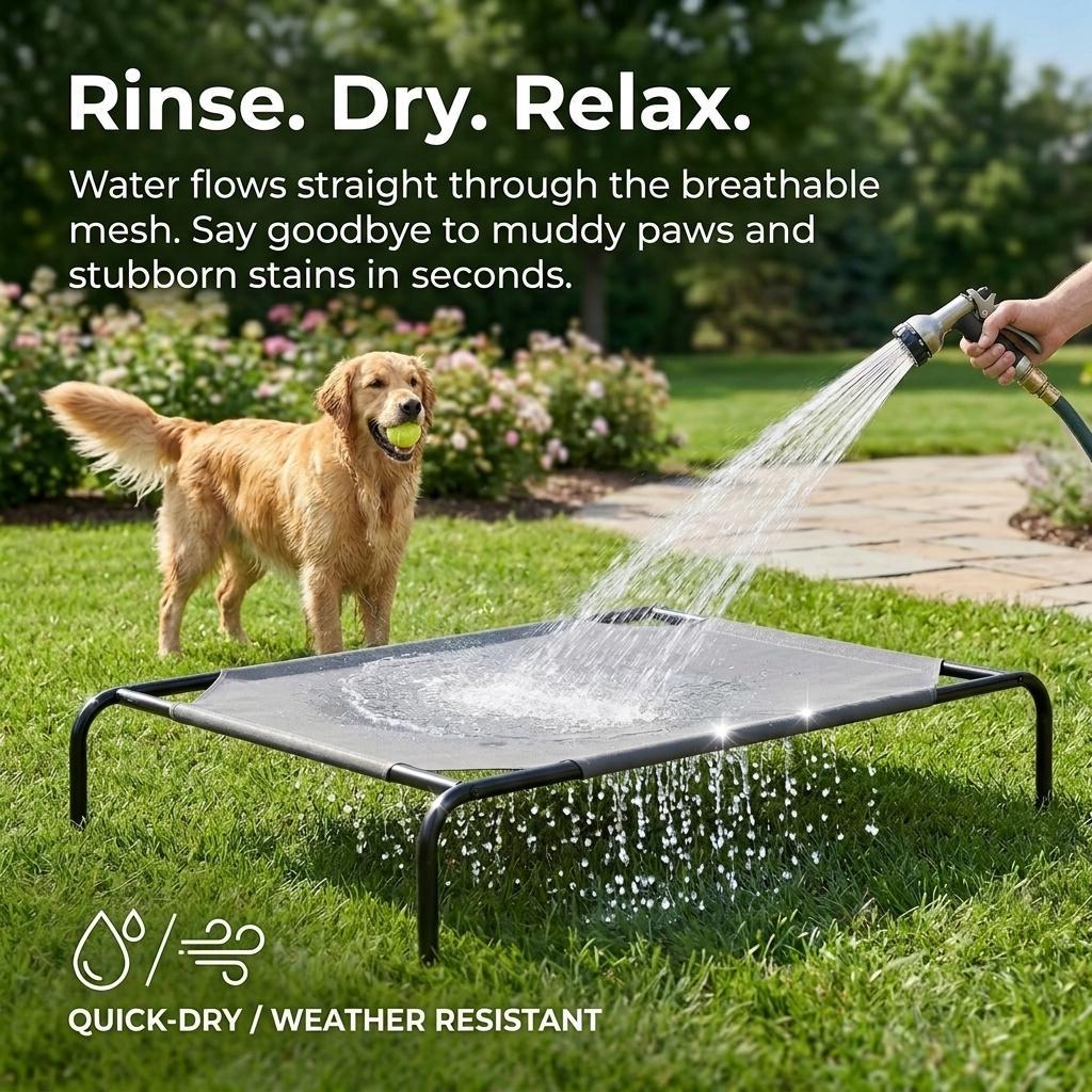 Elevated Cooling Dog Bed Raised Dog Cots Beds for Large Dogs, Summer Outdoor Dog Bed for Large Dogs, Chew Proof Portable Cooling Pet Cot Skid-Resistant Feet, Frame with Breathable Mesh Elevated Cooling Dog Bed Raised Dog Cots Beds for Large Dogs, Summer Outdoor Dog Bed for Large Dogs, Chew Proof Portable Cooling Pet Cot Skid-Resistant Feet, Frame with Breathable Mesh