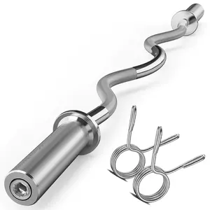 FEIERDUN 47" Olympic EZ Curl Bar - Curling Bar (360LBS Capacity) for Weight lifting Suitable for 2-Inch Weight Plates