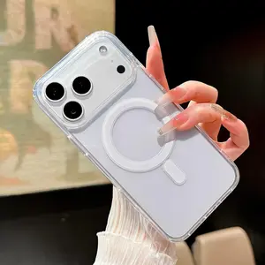 Clear Magnetic MagSafe Acrylic Case for iPhone 17 Pro Max 17 Pro 17 Plus 17 Soft TPU Shockproof Slim Transparent Cover Anti-Yellowing Protective Phone Case.TMCX.designer,case Tempered Glass Film Protection