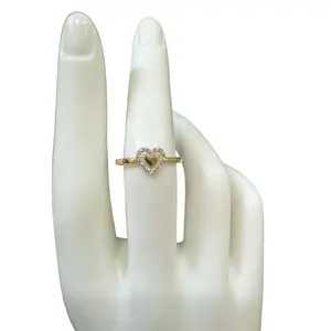 Double Heart Shape with Zirconia Ring 14k Gold