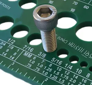 Green Nut & Screw Gauge - Measures Diameter, Lengths, Thread Pitch - For Standard or Metric (Coarse & Fine) - 8.75x3.25x0.25in Dimensions, 2.36oz Weight
