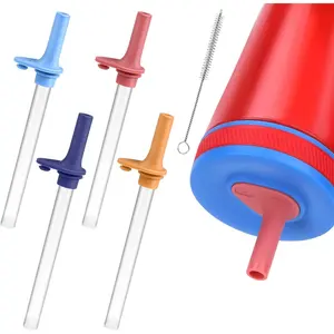 Straw Replacement Compatible with Zak Straw Cups,4PCS 15 oz Tumbler Water Bottle   Straw  with Straw Cleaning Brush for Zak Designs Kelso 12 oz Cups