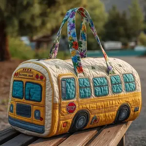 Retro Rainbow Floral Van Travel Weekender, Boho Road Trip Overnight Bag, Cute Carry On Gift Travel Camper Nature Duffle Bag Boho Weekender Tote