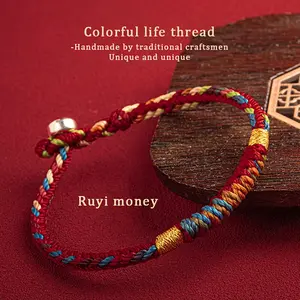 Ruyi Money Handmade Tibetan Bracelet Colorful Rope Good Lucky Charm Adjustable Size for Women Men Unique Cultural Design