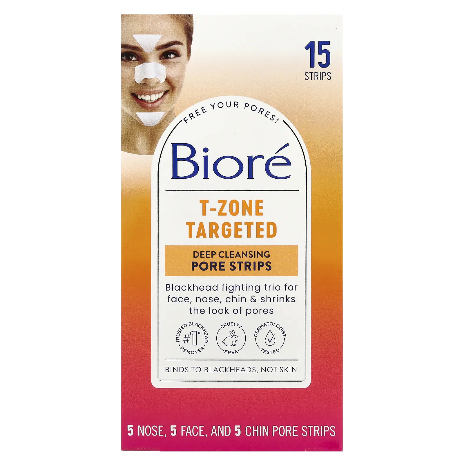 Biore T-Zone Targeted Deep Cleansing Pore Strips, 15 Strips Biore T-Zone Targeted Deep Cleansing Pore Strips, 15 Strips