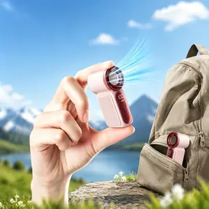 Mini Handheld Fan with LED Display, 6-Speed Turbocharged Pocket Fan, Portable Cooling Fan for Women, Perfect for Travel & Makeup, Mini portable outdoor camping fan