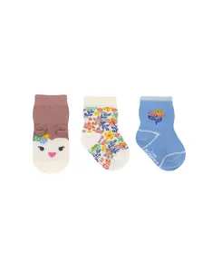 Flower Owl 3-Pack Baby Socks Light Blue