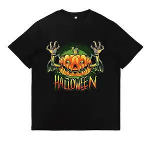 Halloween Magic Motorcycle, Cotton T-Shirt Encounter Pumpkin WitchVibrant Print, Short Sleeve,Perfect for Halloween Party