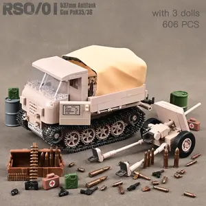 Wwii Military Equipment German Rso/01 Tractor Tank Transport Vehicle with Figure, Perfect Gift for Boys, New Year Present