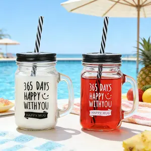 Cute Glass Mug Cup - 500ML Capacity, Dustproof Lid Design, Easy Clean Suitable for Home Office Use, Perfect Gift for Couples & Father’s Day
