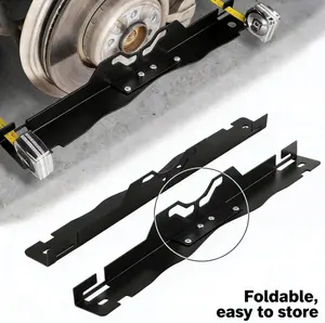 2Pcs Upgraded Foldable Heavy Duty Stainless Steel Toe Alignment Tool Plates, Fast & Accurate Universal Wheel Tool for Various Vehicles, Wall Mounted Hanging Design