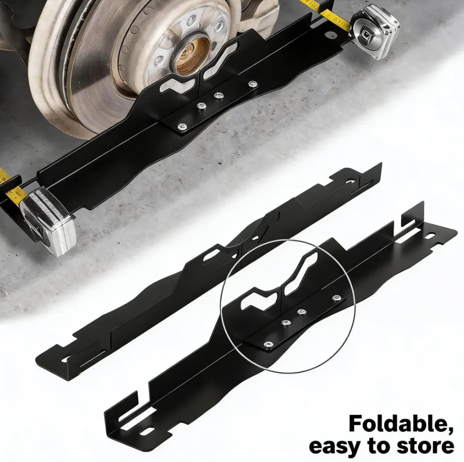 2Pcs Upgraded Foldable Heavy Duty Stainless Steel Toe Alignment Tool Plates, Fast & Accurate Universal Wheel Tool for Various Vehicles, Wall Mounted Hanging Design
