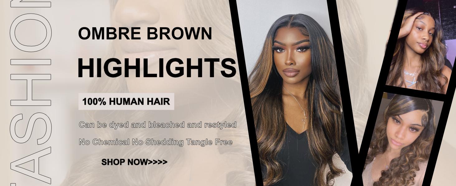 MISSTOO Brown Highlight Body Wave Human Hair Bundles Brazilian Remy Ombre Blonde Wavy Sew in Piano Color T1B/30 Human Hair Weave Bundles