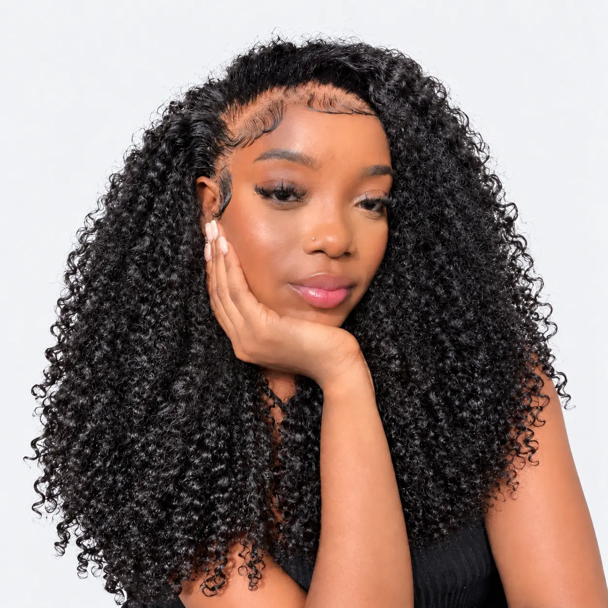 Flowywig 3 in 1 Half Wig Human Hair, Burmese Curly & Pixie Curly Flip Over Wig with Drawstring, Glueless Wear and Go Wig, 200% Density, Seamless Blend, Beginner Friendly, Natural Black