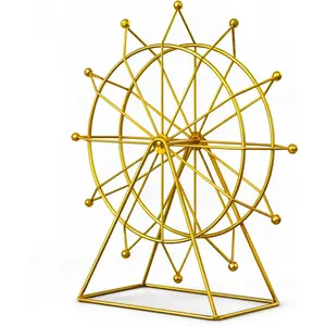 Ferris Wheel Bookshelf Decor – Gold Decor Modern Gift - Shelf Decor Accents Ornament - House Decorations Living Room - Fireplace Decor or Desk Decor - Entryway Decor. (Art Deco) ARTACCEN