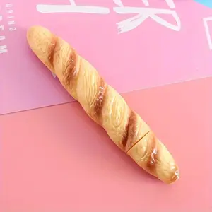 2Pcs Novelty Bread Shape Pens, Plastic, Cartoon Design, Fun Party, Aesthetic Pens, Ballpoint Pen, Funny Teacher Pens