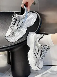 Women's Breathable Mesh Sneakers, Thick Sole Design, Available in Two Colors, Comfortable & Stylish Casual Shoes for Women