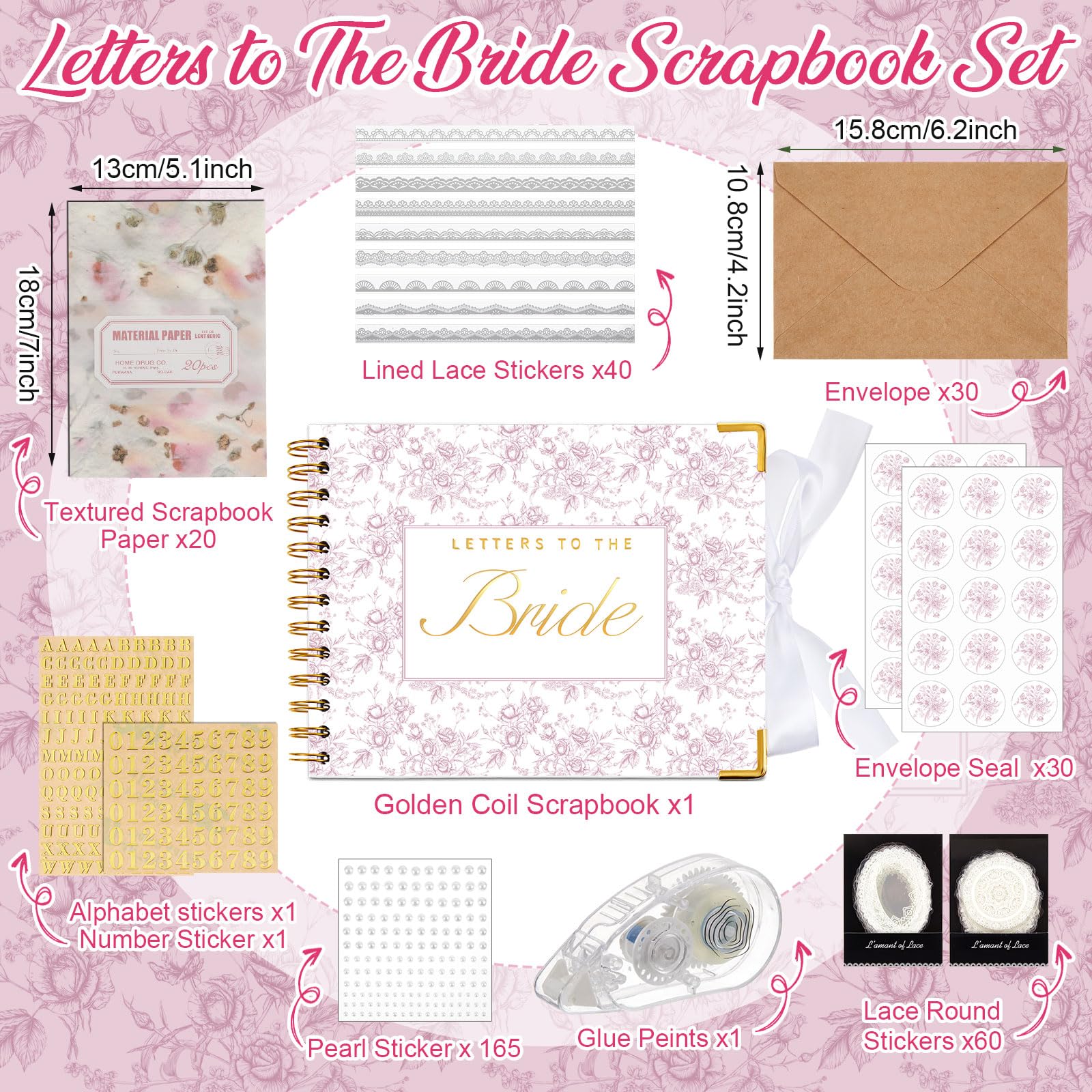 Letters to the Bride Book Wedding Gift - Heartfelt Wedding Letters Scrapbook for Bride, DIY Bridal Shower Gift from Bridesmaids & Mom, Elegant Pearl Decor Keepsake Memory Book for Wedding Morning