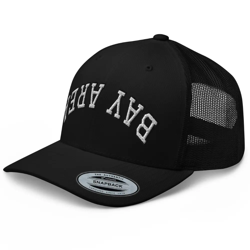RIVEMUG NX Bay Area Upside Down Embroidered Curved Bill Trucker Hat Mid Crown Adjustable Cap