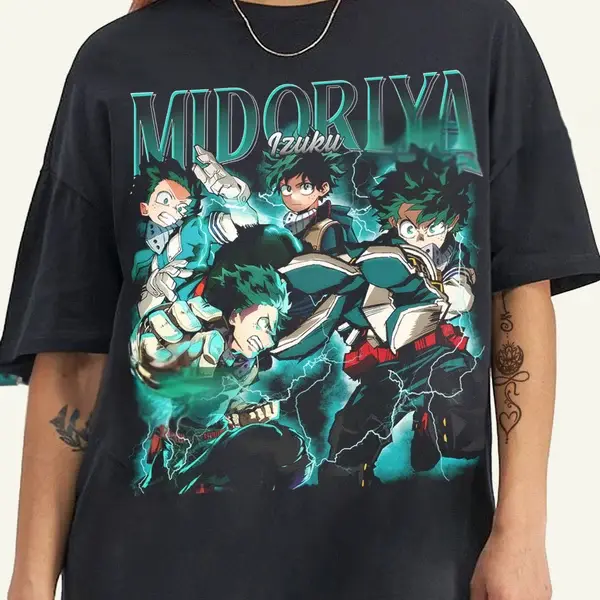 Limited Izuku Midoriya Vintage Retro Anime Shirt, Y2K Manga Graphic Tee, MHA Fan Merch, Unisex Streetwear