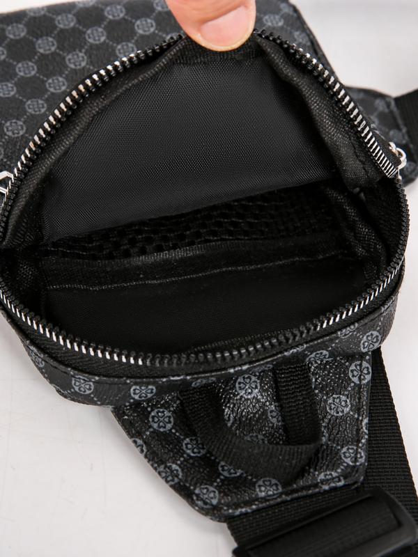 Men's Casual Solid Color Zipper Belt Bag, Fashionable Lightweight Chest Bag for Daily Commuting, Portable Sling Bag for Men, Zipper Fanny Pack