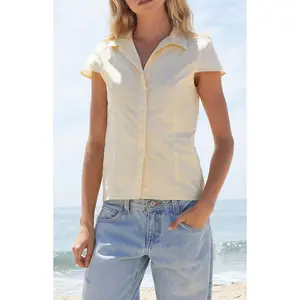 John Galt Women's Yellow Rue Collared Top