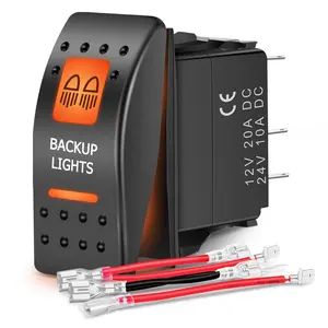 Nilight UTV Backup Lights Rocker Switch On Off 5 PIN SPST LED Light Bar Switches with Orange Backlit 12V 24V Toggle Switches with Jumper Wires Set for ATVs UTVs Cars Trucks RVs