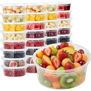 Food Storage Containers [10 Set] x [8 oz] Plastic Deli Containers with Lids Slime Soup Meal Prep Containers | BPA Free | Stackable | Leakproof | Microwave/Dishwasher/Freezer (10 Set, 8 oz)