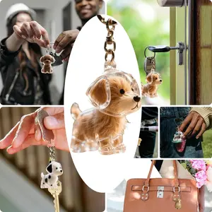 Dog Hair Collector Keychain, Transparent Pet Fur Keepsake Capsule, Memorial Storage Charm Bottle for Pet Hair or Ashes, Cute Dog Shape Keyring, Unique Gift for Pet Lovers, Handmade Keychain