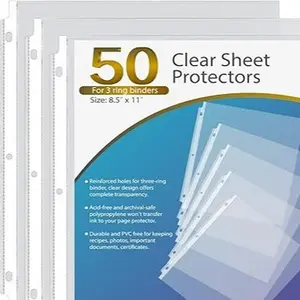 Sheet Protectors 8.5 x 11 inch Clear Page Protectors for 3 Ring Binder, Plastic Sleeves for Binders, Top Loading Paper Protector Letter Size, 50 Pack