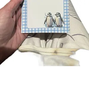 Penguin Love Notepad - Adorable Penguins on Blue Gingham Background - Perfect for Notes and Messages - Unique Design