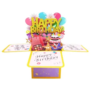 Funny Happy Birthday Pop Up Card, 3D Explosion Box, Handmade Laser Cut, Foldable Celebration Card, Unique Gift for All Ages