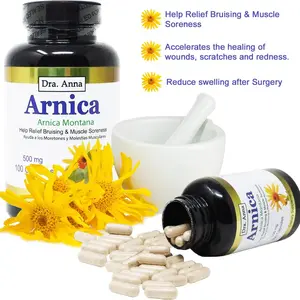 Dra Anna Arnica Montana Capsules 500mg 100 Capsules Supplement Dietary.. Los químicos activos en    la  árnica pueden reducir la hinchazón, disminuir el dolor y actuar como antibióticos.