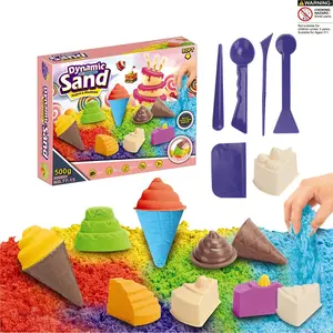 Dynamic Sand Ice Cream Treats Playset, Colorful Play Sand & Tools, Sensory Toys for Kids, Fun Educational Toy Set